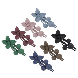 Unique Bargains Christmas Hair Clips Frosted Flowers 3.35"x1.97"x1.57" Multicolor 7 Pcs - 1 of 4