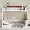 Queen Size Wooden Bunk Bed with Built-in Shelves and USB Charging Station - 2 of 4