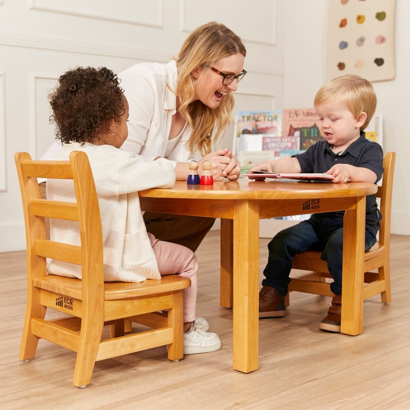 ECR4Kids 24in x 24in Square Hardwood Table with 16in Legs and Two 8in Chairs, Kids Furniture, 5 of 13