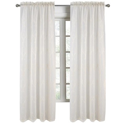 RT Designers Collection Pearl Emb Metallic Doily Rod Pocket Room Darkening Window Curtain Panel for Bedroom Gold