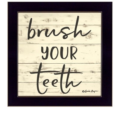 HomeRoots Brush your Teeth Black Framed Print Bathroom Wall Art