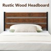 Full Bed Frame with Headboard Footboard, Rustic Brown Wood Metal Wrought Rod Slat Platform Farmhouse Bedframe - 4 of 4
