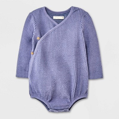 Image of Grayson Collective Baby Long Sleeve Wrap Bodysuit - Navy Blue 3-6M