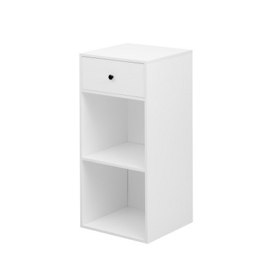 LIVAREEmlen Simple Design White End Table, Storage Cabinet with Drawers, Side Table for Living Room Dining Room Living Room