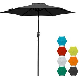Heynemo 7.5 ft Patio Umbrella Outdoor Market Umbrella Tilt Button and Crank 6 Ribs for Deck Lawn Pool & Backyard - 1 of 4