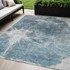 Teal Blue Navy Blue And Gray Abstract Washable Indoor Outdoor Area Rug - 2 of 4