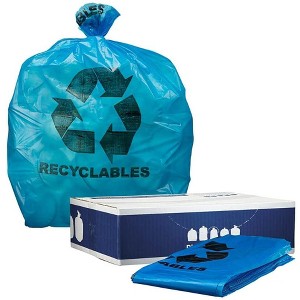 Plasticplace 12-16 Gallon Recycling Bags with Symbol, Blue (250 Count) - 1 of 3