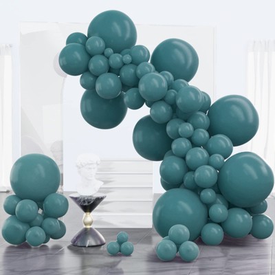 PartyWoo Balloons Slate Blue Dusty Green Boho Dark Teal 18 12 10 5 Inch 100 pcs