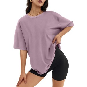 Oversized T Shirts for Women Summer Tops Casual Loose Fit Tees Crewneck Short Sleeve Tunic Blouse Basic Tee - 1 of 4