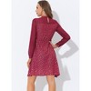 Allegra K Women's Mock Neck Long Sleeve Gilding Metallic Party Dress - 4 of 4