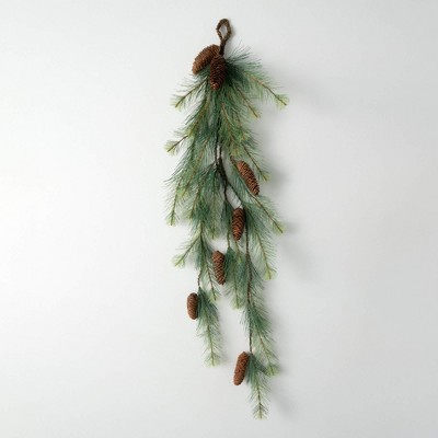 48"H Sullivans Artificial Wispy Bleached Pine Christmas Swag, Green, Indoor Christmas Decor