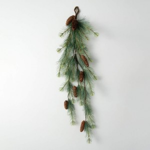 48"H Sullivans Artificial Wispy Bleached Pine Christmas Swag, Green, Indoor Christmas Decor - 1 of 3