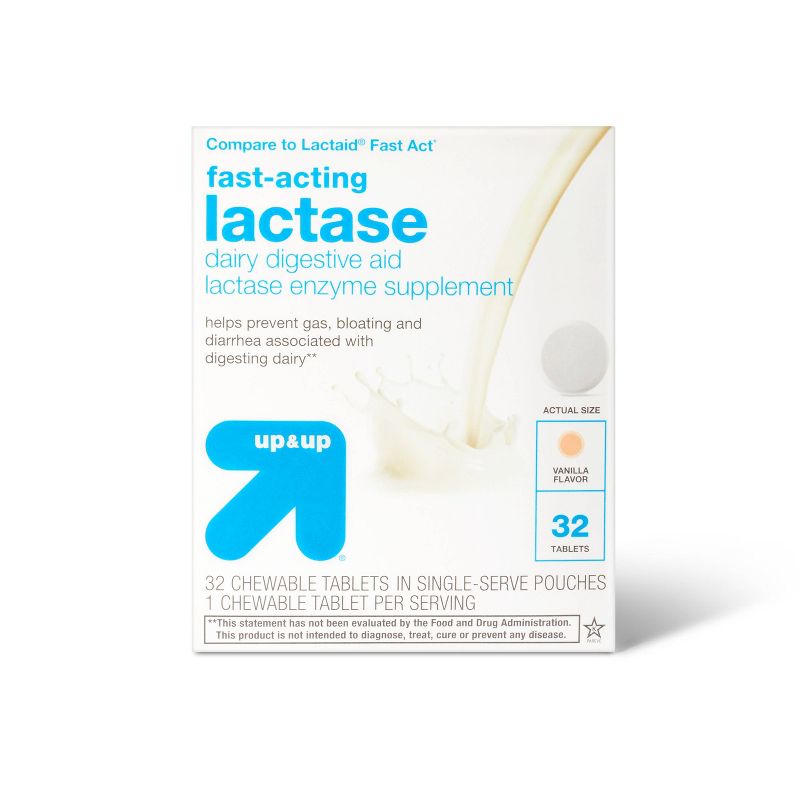 Fast-Acting Lactase Dairy Digestive Supplement Chewable Tablets - Vanilla - 32ct - up &#38; up&#8482;, 1 of 6