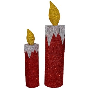 Northlight LED Lighted Candles Outdoor Christmas Decorations - 22.75" - Red - Set of 2 - 1 of 4