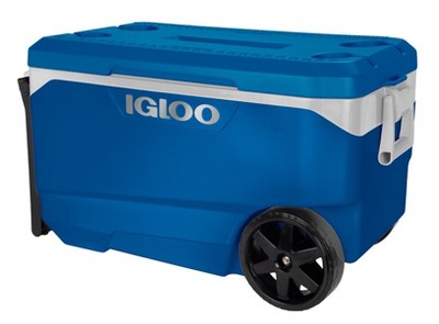 Recalled Igloo 90QT Flip & Tow Rolling Cooler in Sapphire Blue Body and Lid

