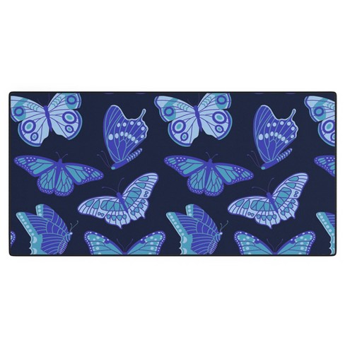 Jessica Molina Texas Butterflies Blue on Navy Desk Mat - Deny Designs