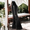 Anna-Kaci Women's Elastic Waist Distressed Flared Long Bell Bottom Denim Jeans - 3 of 4