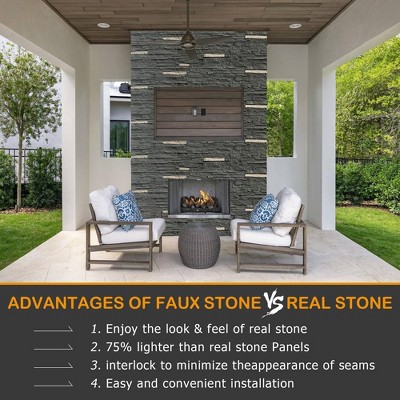 Tarzan Gray Faux Stone Polyurethane Decorative Wall Panels (6-Pack)