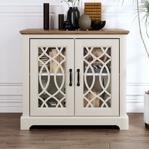 Galano Raccon Accent Cabinet with 2 Doors in Black with Knotty Oak, Ivory with Knotty Oak - 1 of 4
