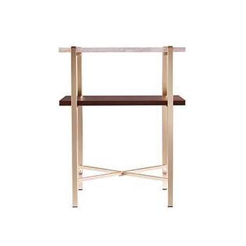 Amelia Square Faux Marble End Table with Storage Brass - Aiden Lane