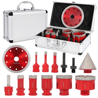 Coucheta 10-Piece Diamond Hole Saw Kit, 6/10/12/20/25/30/35/40/45/50Mm, Vacuum Brazed Core Drill Bit Set for Porcelain Tile, Granite, Marble, Stone