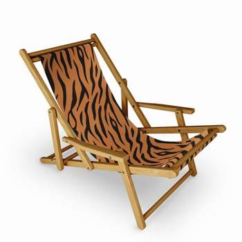 Avenie Tiger Stripes Sling Chair - Brown - Deny Designs: UV-Resistant, Water-Resistant, 3-Position Recline, Portable, Hardwood Frame