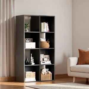 FONTOI 8 Cube Decorative Bookshelf Storage Organizer, Open Book Shelf Display Bookcase with Removable Back Panels, Black, 11.6"*23.2"*47.7" - 1 of 4