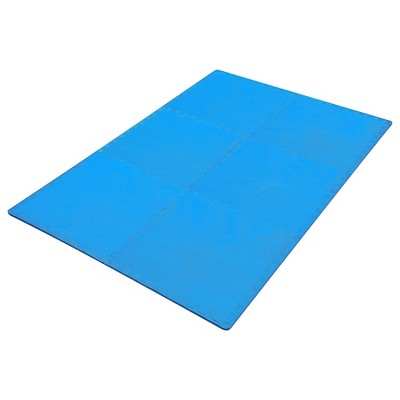 Blue 24 Square Feet EVA Foam Interlocking Exercise Mat Tiles