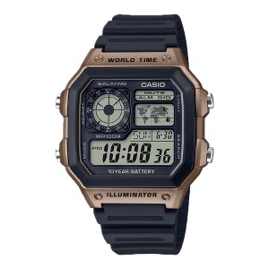 Casio Men’s Black and Brown Digital Watch - AE-1200WH-5AV - 1 of 2