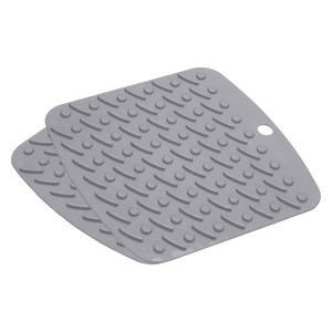 Unique Bargains Silicone Heat Resistant Non-slip Flexible Trivet 6.9 Inch Light Gray 2 Pcs - 1 of 3