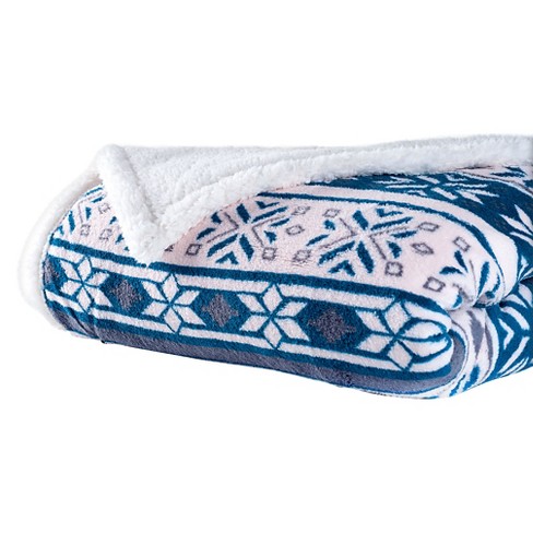 Blue and white fleece blanket sale