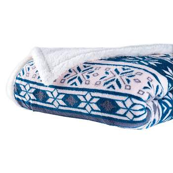 Blue/White Fleece Faux Shearling Blanket Throw Blanket - Yorkshire Home