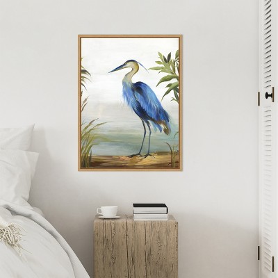 Blue Heron Nature Scene Framed Canvas Wall Art