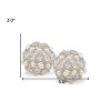HomeRoots Set of Two Silver and Clear Faux Crystal and Pearl Decorative Orbs - 3 of 4