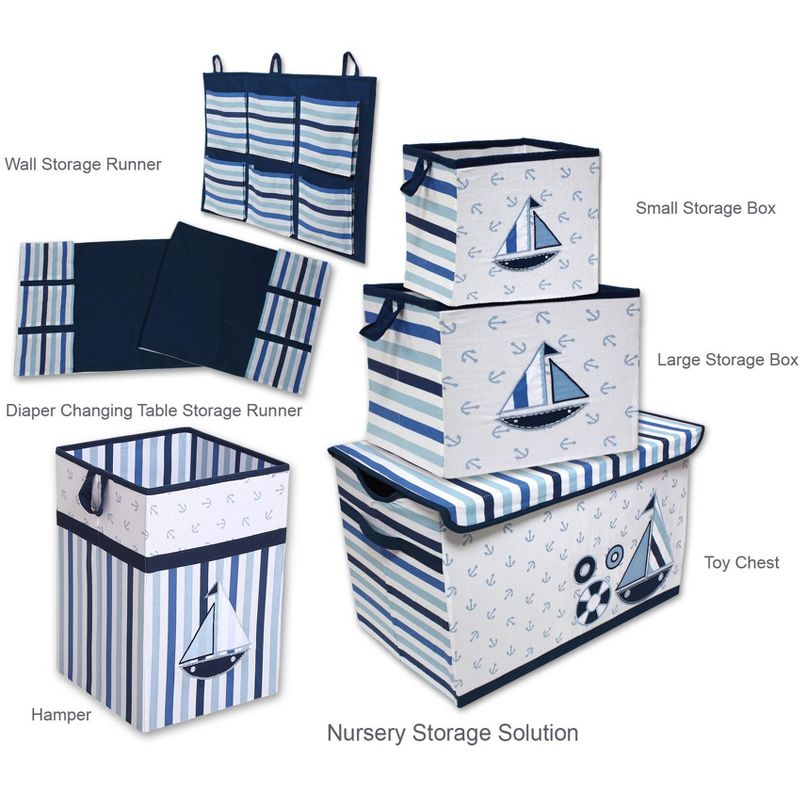 Bacati - Little Sailor Laundry Hamper with Wooden Frame, 3 of 5