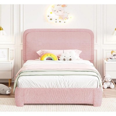 Twin Size Upholstered Platform Bed with Headboard