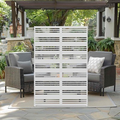 Lirago Metal Outdoor Privacy Screen Freestanding Patio Decorative Screens - 72"x47", White