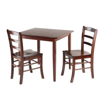 3pc Groveland Square Dining Table with 2 Chairs Walnut - Winsome