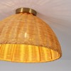 Rennnsan Quenna 16" W 1 - Light Dome Woven Ratten Boho Dimmable Semi Flush Mount in Gold - 3 of 3