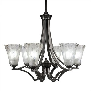 Toltec Lighting Zilo 6 - Light Chandelier in  Graphite with 5.5" Fluted Frosted Crystal Shade - 1 of 1