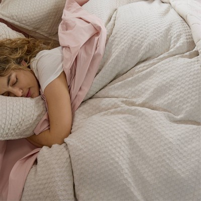 Honeycomb Cotton Duvet Cover & Sham Set - Full/Queen - Thumbnail 4