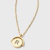 14K Gold Dipped Crystal and Mother of Pearl Circle Spinner Initial Necklace - A New Day™ - 4 of 4