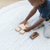 Makemake Organics GOTS Certified Organic Cotton Nursery Floor Rug Washable Reversible Thick Quilted (Round 48", Navy Blue Stripes) - 4 of 4