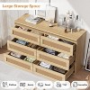 Rattan Dresser for Bedroom with 6/8 Drawers, Double Wood Chest of Drawers with Natural Boho Finish, Long Storage Cabinet for Bedroom, Living Room - 4 of 4