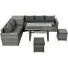 6-Piece All-Weather PE Rattan Patio Conversation Set With Adjustable Seat,Storage Box,Removable Covers And Tempered Glass Top Table -Maison Boucle - 3 of 4