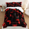 Boersma Honeycomb Queen Size Comforter Set,Red Black Geometric Bedding Set 3pcs for Kids Boys Teens Room Decor,Gamer Comforter Sets for Boys - 3 of 4