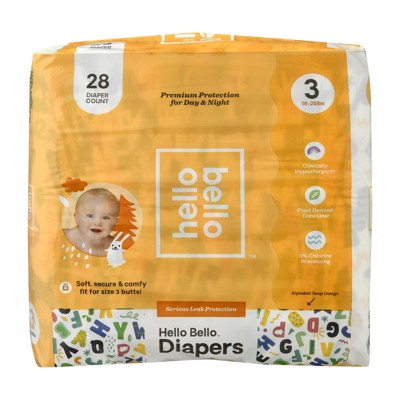 Image of Hello Bello Diapers Size 3 Alphabet Soup Design - 28 ct