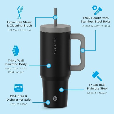 GROSCHE ASPEN 40oz Tumbler with Handle and Straw - Thumbnail 3