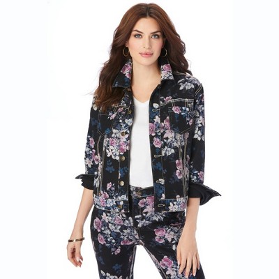Roaman's Women's Plus Size Reversible Stretch Denim Jacket