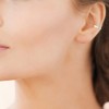 Saint Roman Sterling Silver Hoop Earrings with Zirconium Oxide, Rhodium Plated - 2 of 3